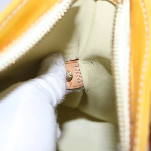 LOUIS VUITTON Monogram Vernis Houston Hand Bag Lime Yellow M91055 LV Auth BD751 - Picture 13 of 16